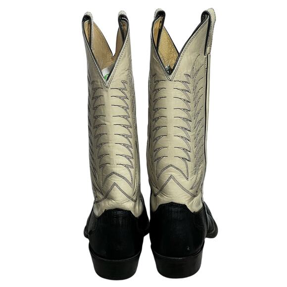Vintage Justin Style #K5646 Leather Lizard Skin Cream  Western Cowboy Boots 11 D - Picture 5 of 9